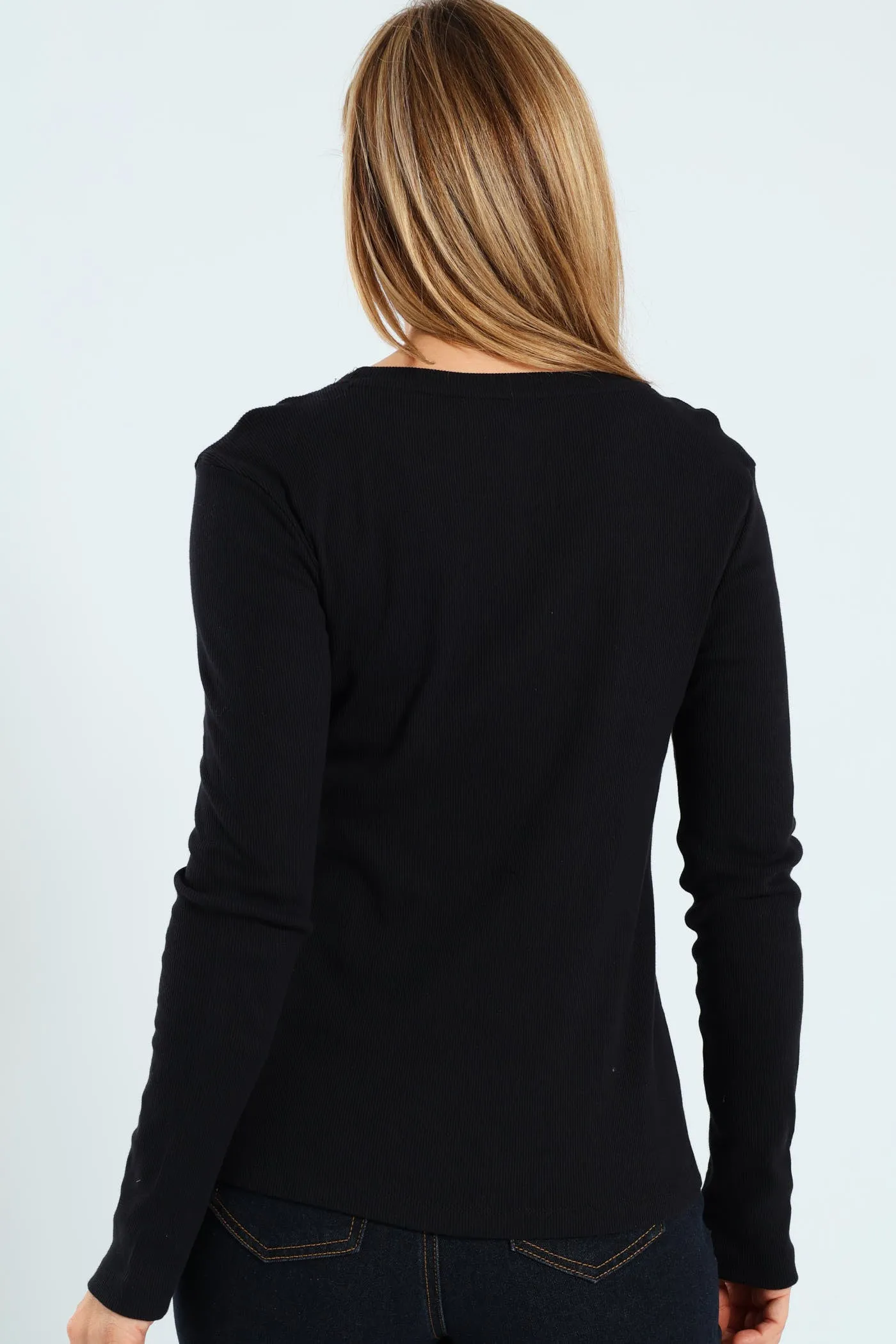 Long Sleeve Rib Crew Top - Black sold by Edgars product image thumbnail 3