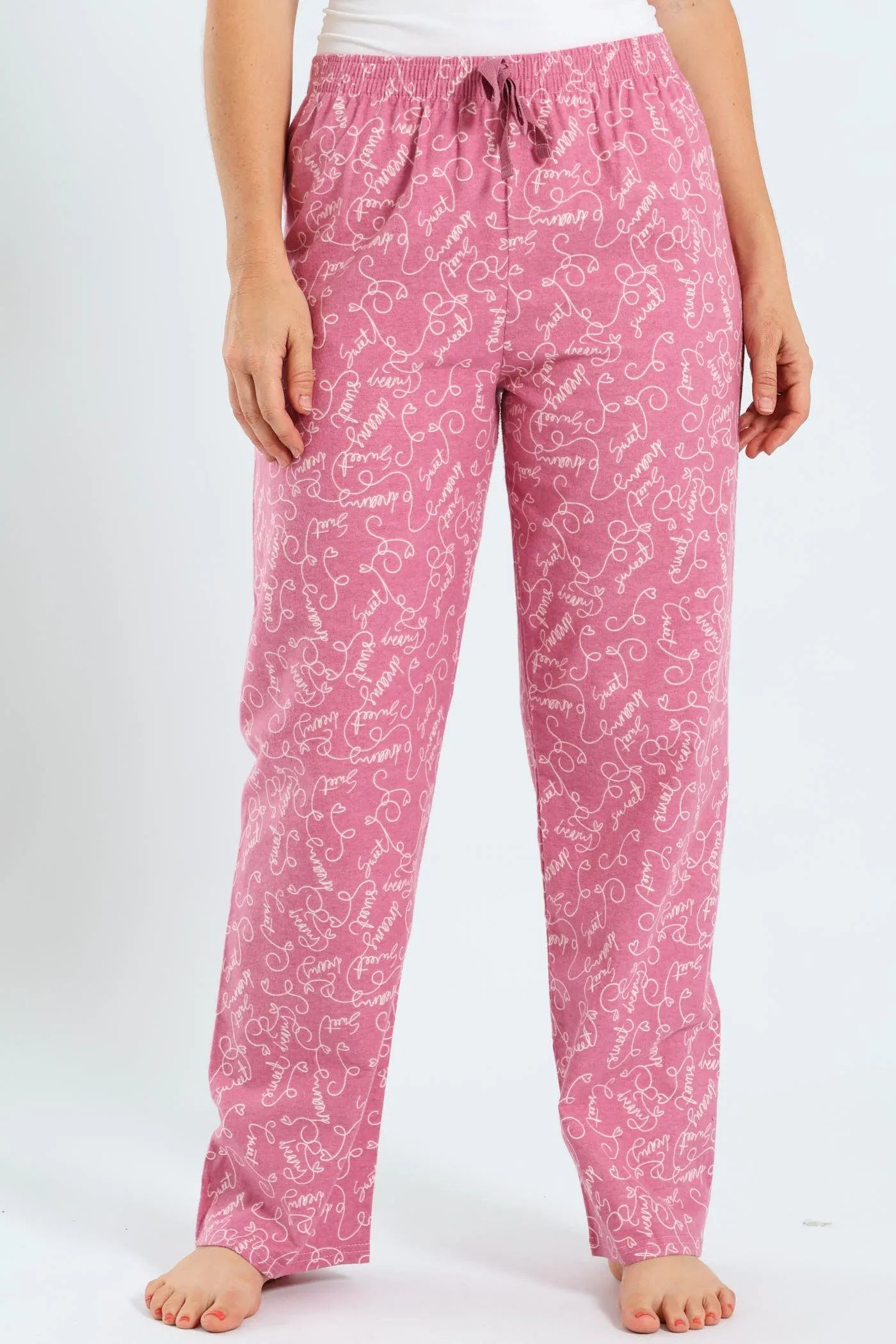 Straight Leg Flannel Scribbles Pants - Pink sold by Edgars