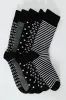 5 Pack Riple Design Anklet Socks - Black sold by Edgars