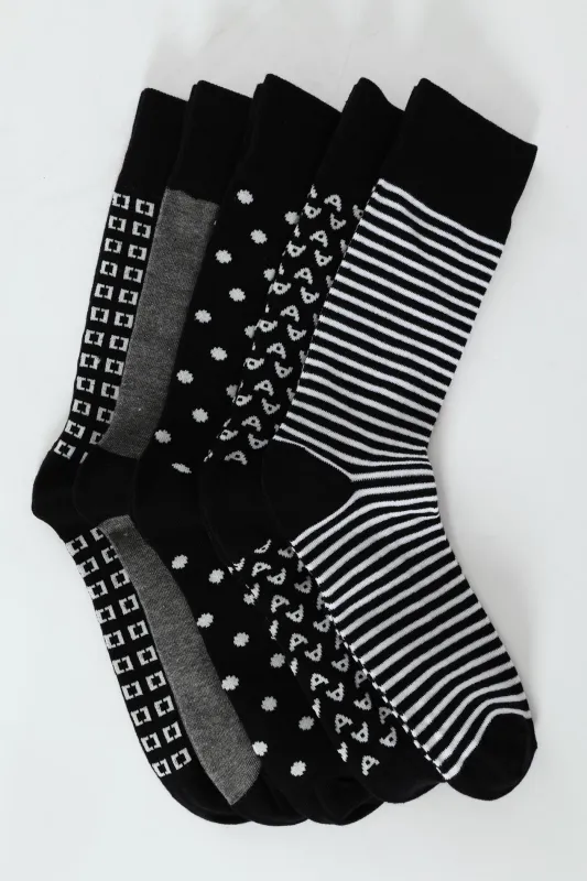 5 Pack Riple Design Anklet Socks - Black sold by Edgars 