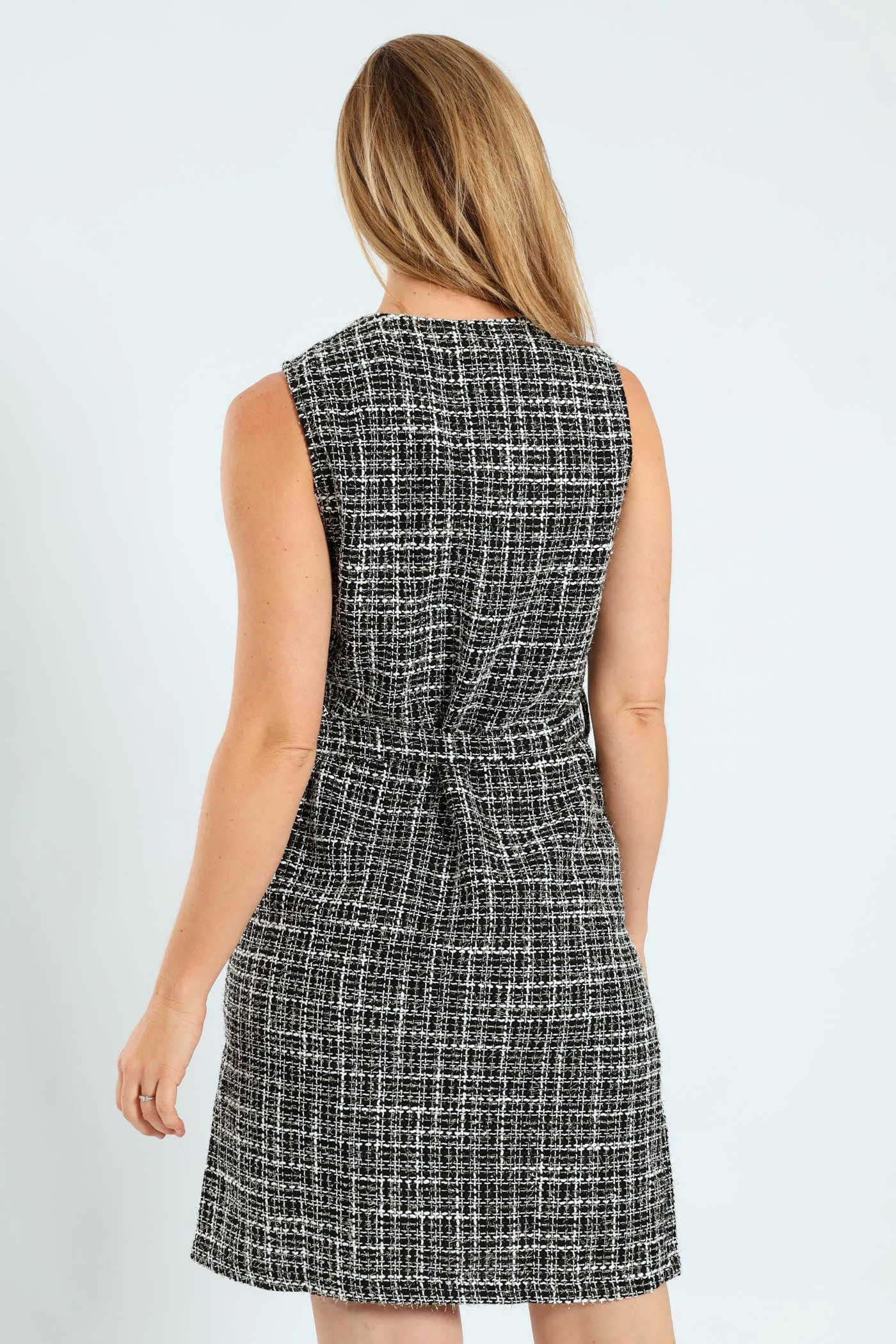 V-Neck Button Through Tweed Dress - Black sold by Edgars product image thumbnail 4