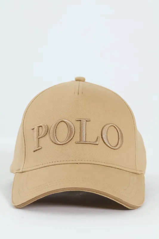 5 Panel Embroidered Peak Cap - Khaki sold by Edgars