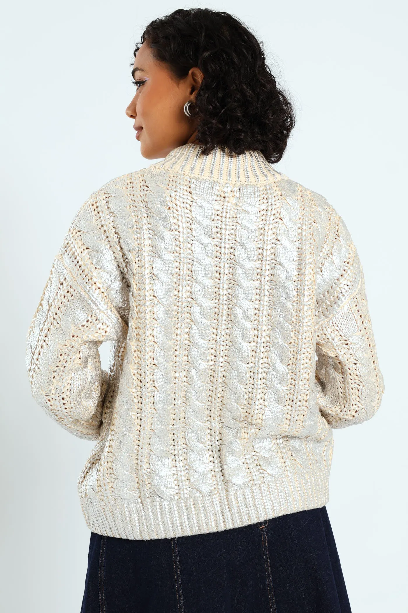 Metallic Polo Neck Knit Sweater - Silver sold by Edgars product image thumbnail 3