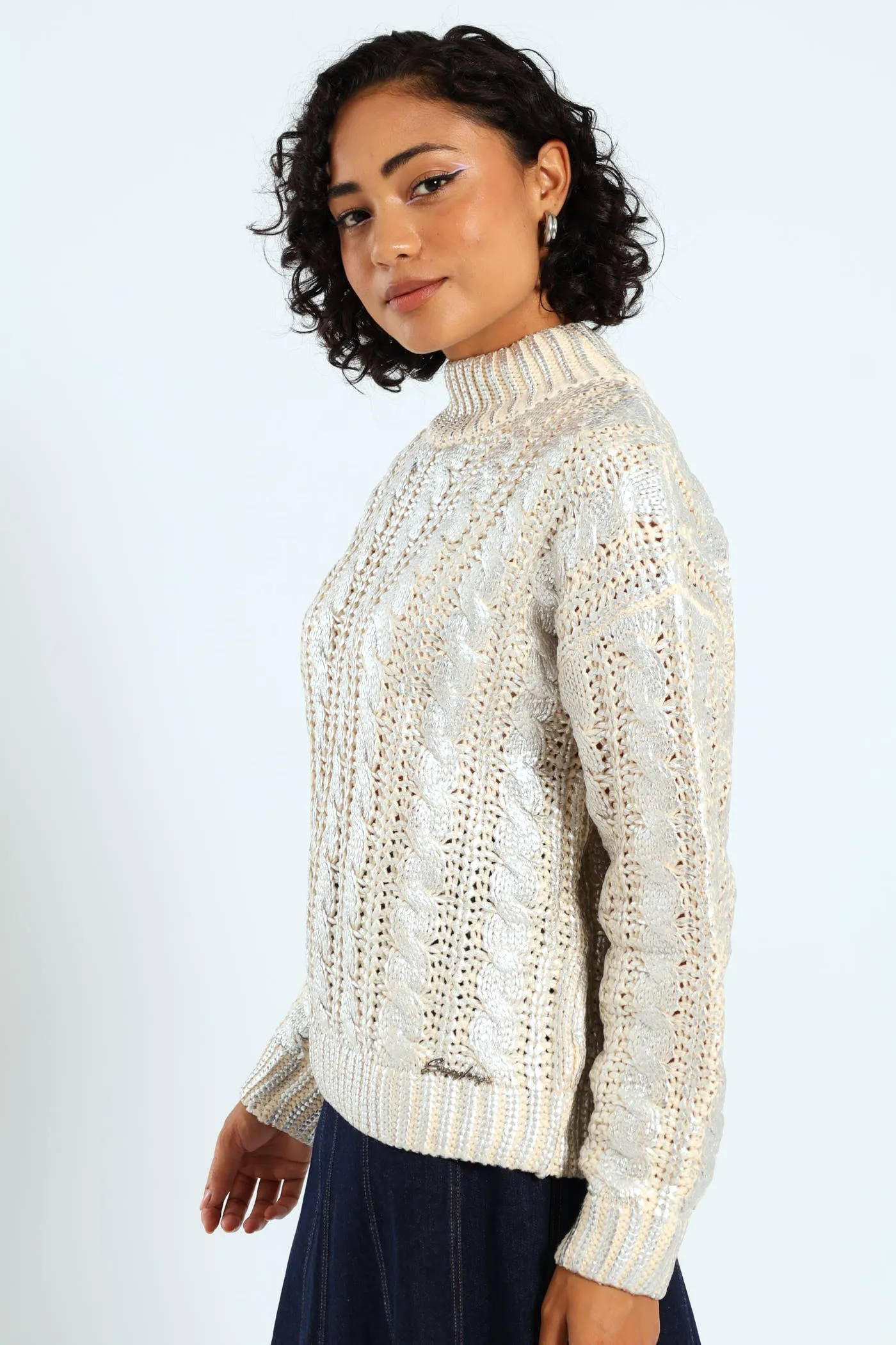 Metallic Polo Neck Knit Sweater - Silver sold by Edgars product image thumbnail 4