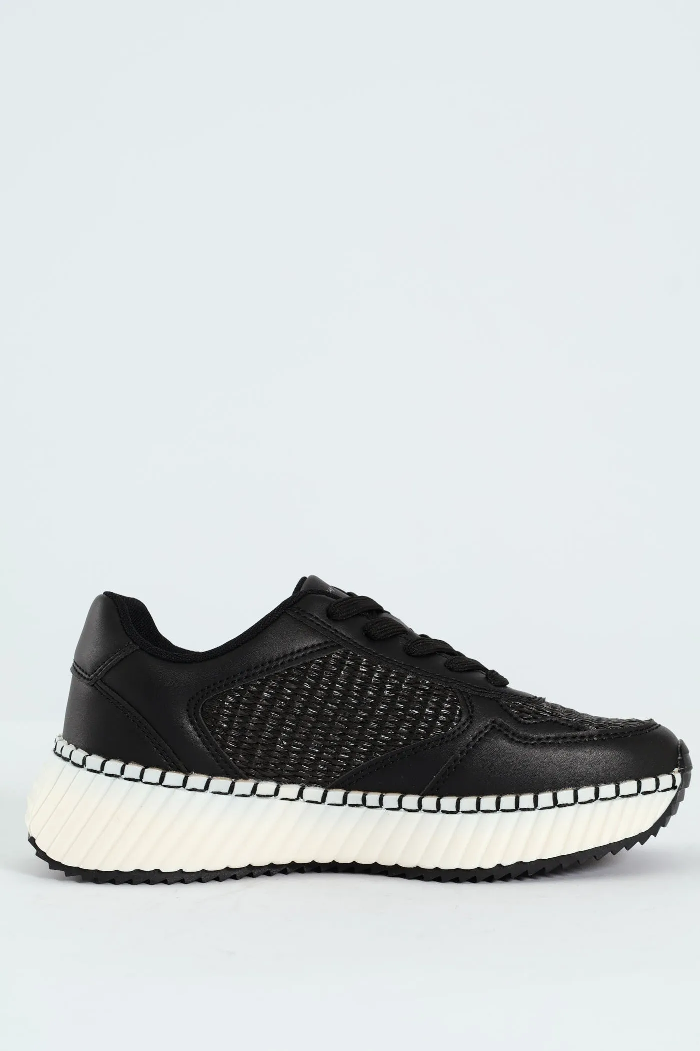 Sandy Platform Raffia Sneaker - Black/White sold by Edgars product image thumbnail 4