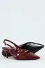 Multi Buckle Pointed Toe Slingback Heel - Red sold by Edgars 