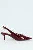 Multi Buckle Pointed Toe Slingback Heel - Red sold by Edgars 