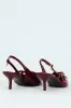 Multi Buckle Pointed Toe Slingback Heel - Red sold by Edgars 