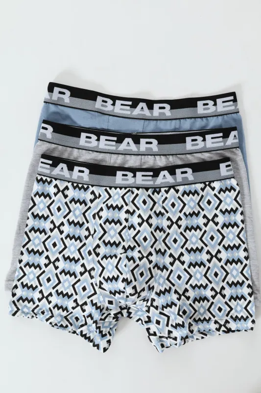 3 Pack Ehtnic Tribe Bodyshorts - Blue/Grey Melange sold by Edgars