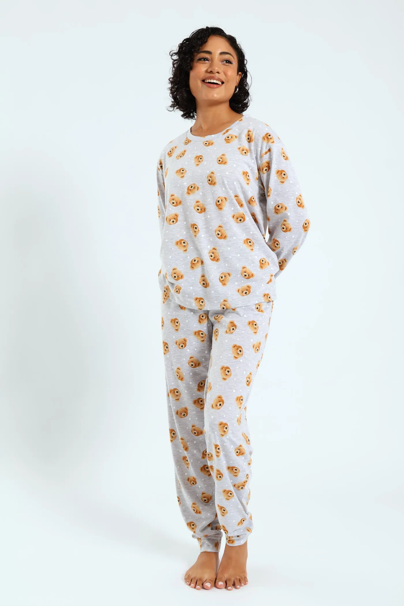 Long Sleeve Knit Teddy Tee - Grey Melange sold by Edgars product image thumbnail 2