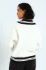 Oversized Tipped V-Neck Pullover - Cream sold by Edgars 