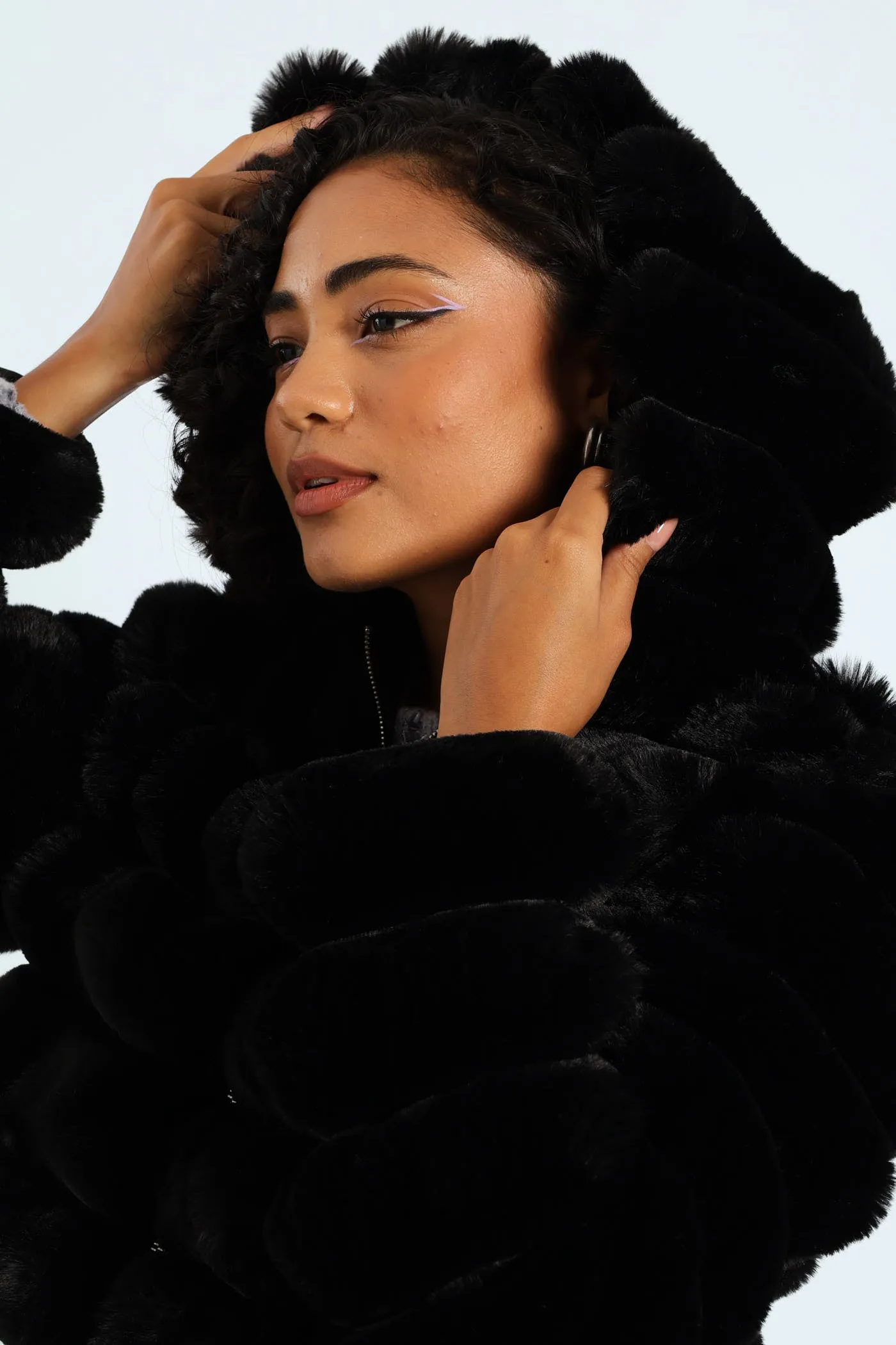 Faux Fur Quilted Hooded Jacket - Black sold by Edgars product image thumbnail 2