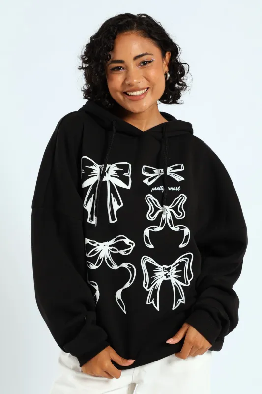 Oversized Bow Hoodie - Black sold by Edgars