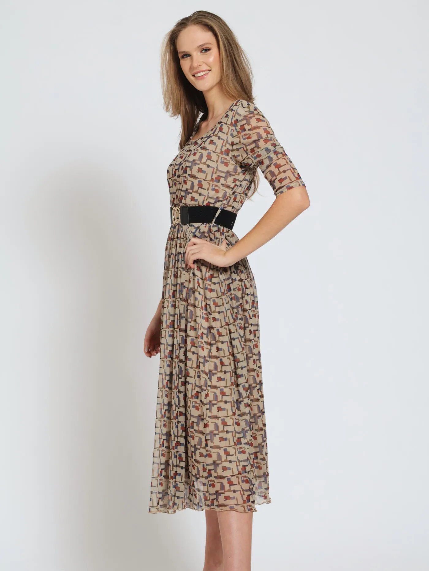 Mesh Belt Dress - Black/Beige sold by Edgars product image thumbnail 2