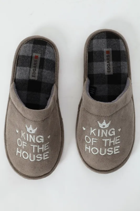 King Of The House Slogan Slipper - Grey sold by Edgars