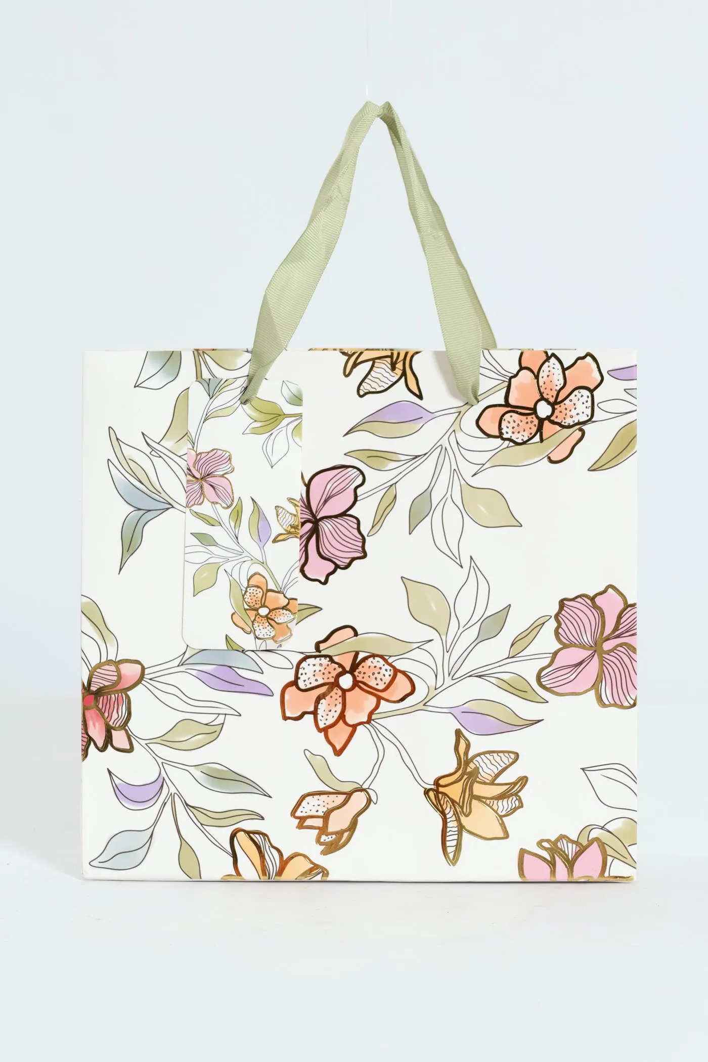 Small Foliage Foil Print Gift Bag - White sold by Edgars