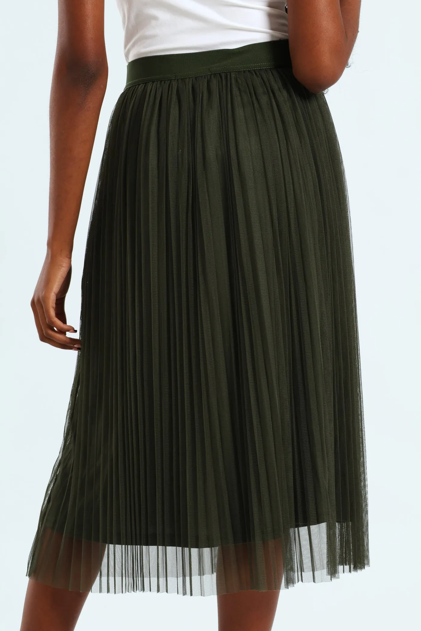 Pleated Mesh Midi Skirt - Olive sold by Edgars product image thumbnail 3