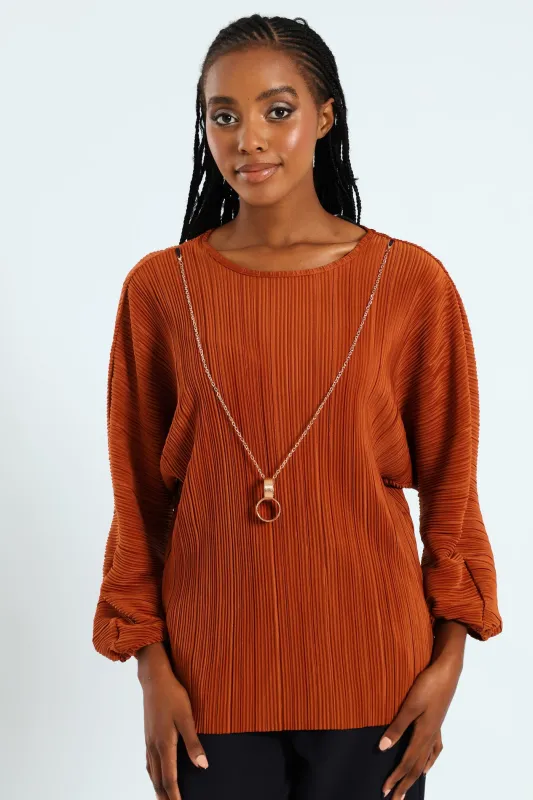 Dolman Plisse Blouse - Copper sold by Edgars