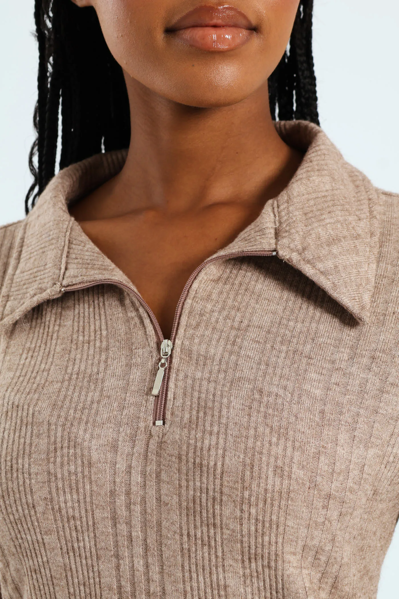 Long Sleeve Zip Through Collar Tee - Oatmeal Melange sold by Edgars product image thumbnail 4