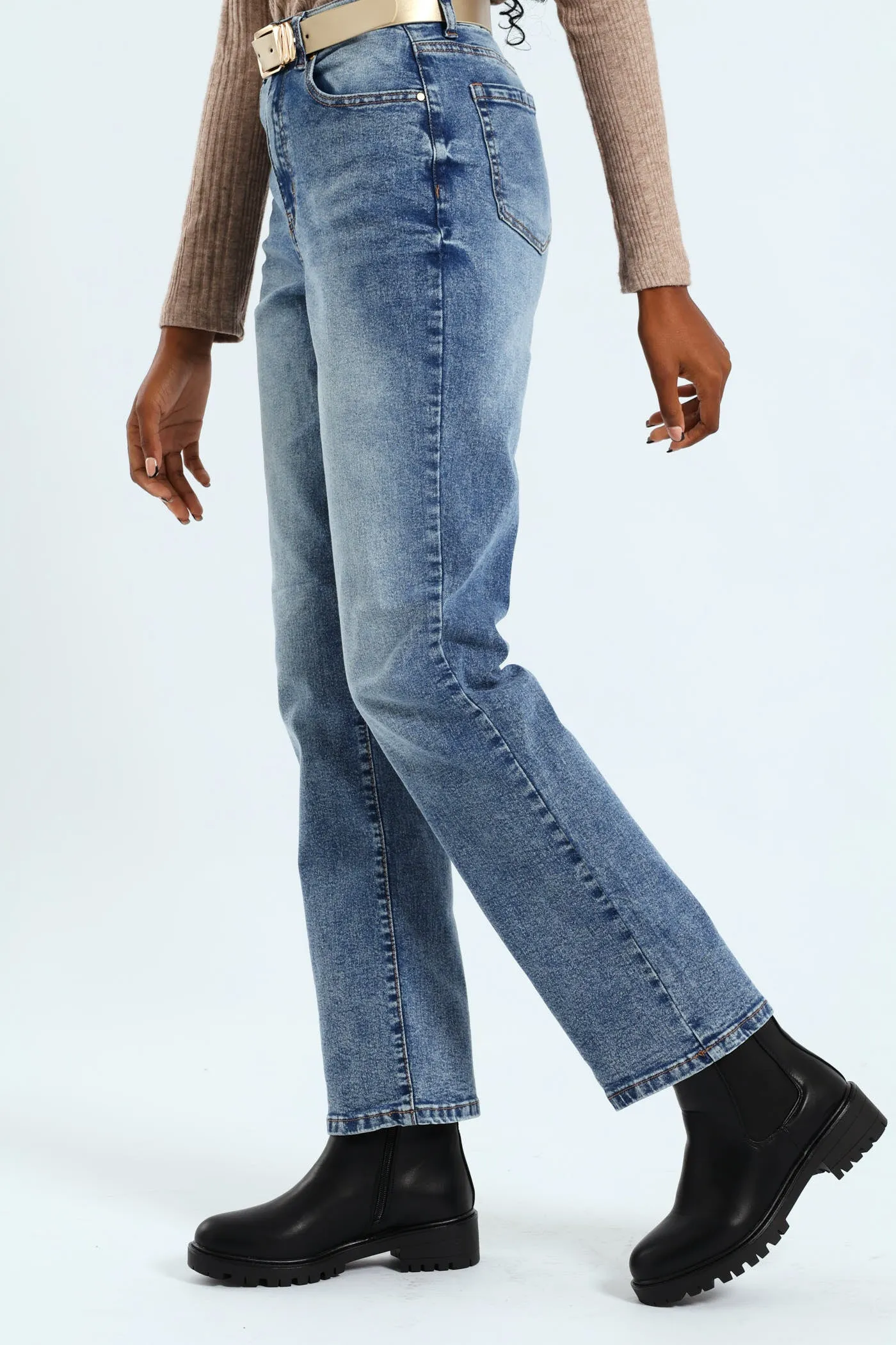 Hi-Rise Belted Straight Leg Jean - Dark Wash sold by Edgars product image thumbnail 2