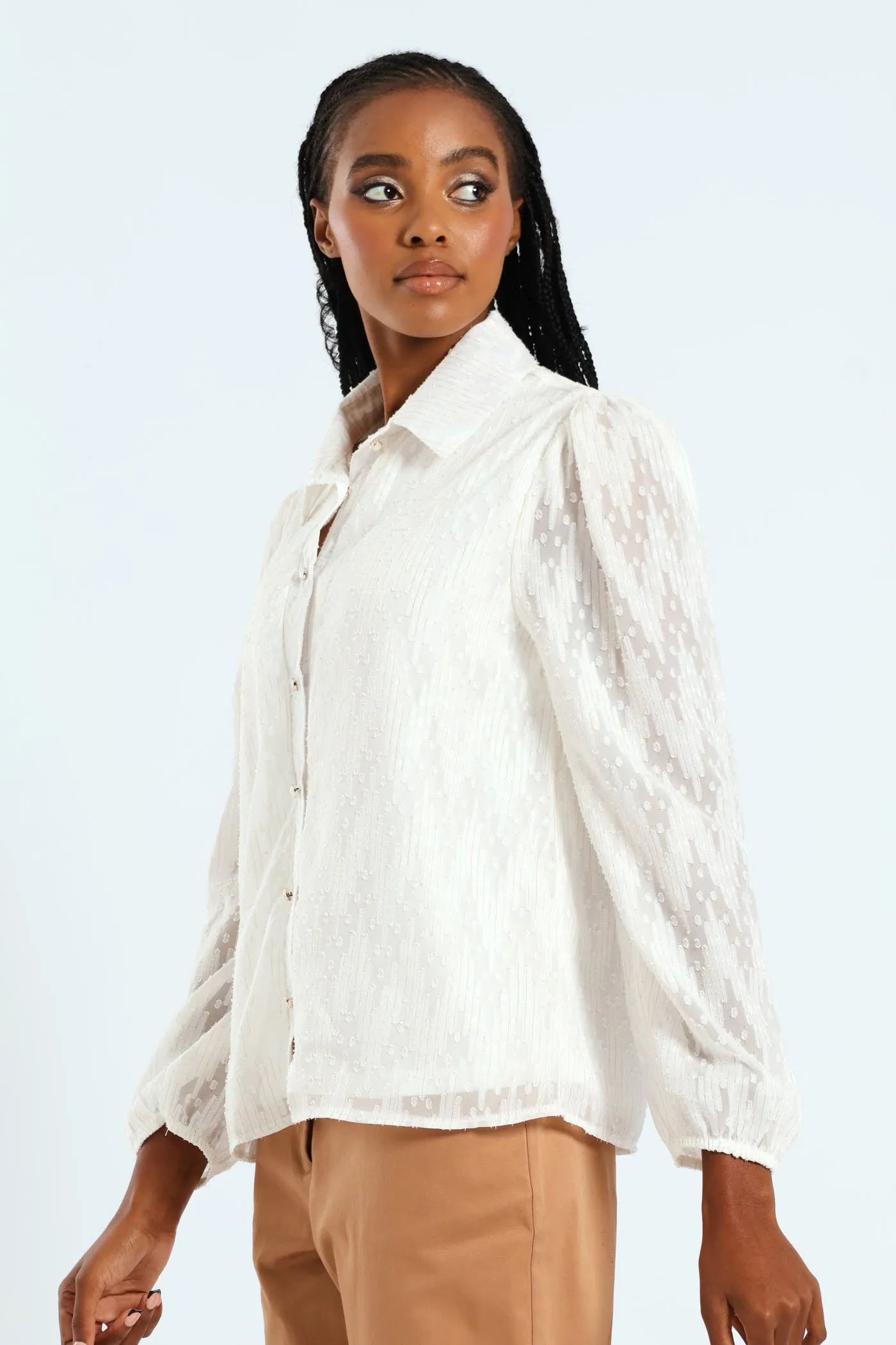 Textured Clip Spot Shirt - Cream sold by Edgars product image thumbnail 2
