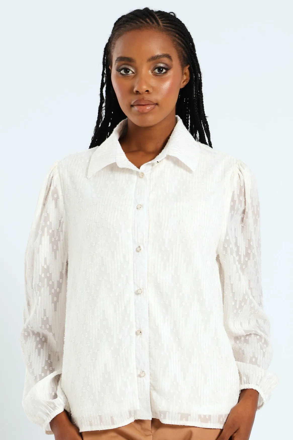 Textured Clip Spot Shirt - Cream sold by Edgars