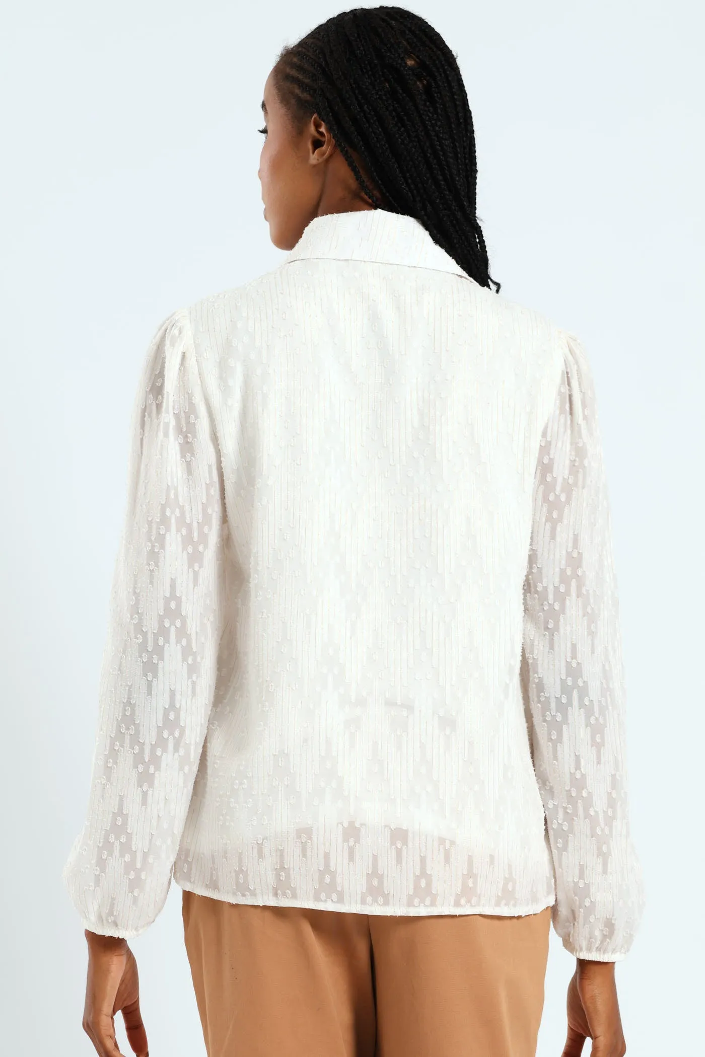 Textured Clip Spot Shirt - Cream sold by Edgars product image thumbnail 3