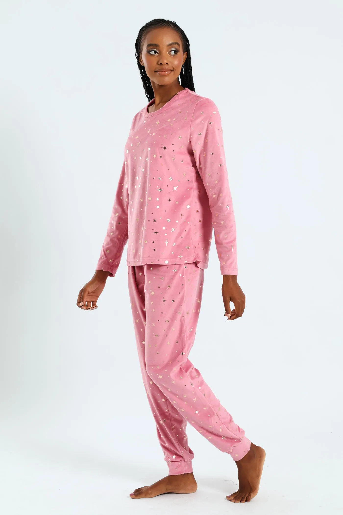 Foil Stars Velour Top & Pant Set - Pink sold by Edgars product image thumbnail 2