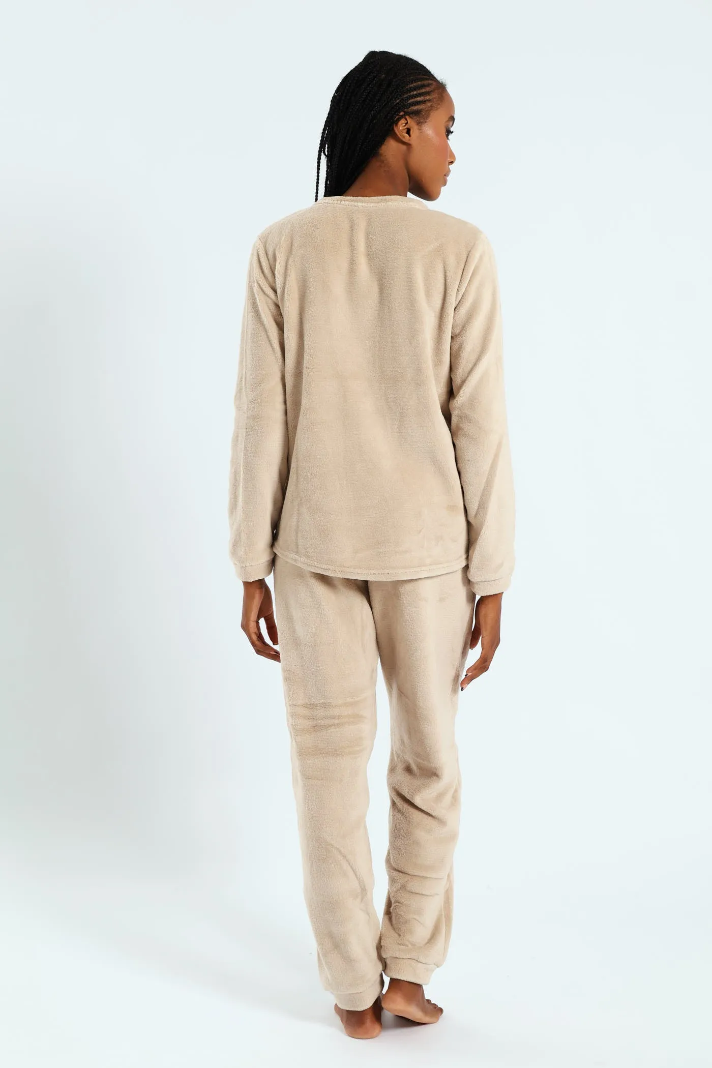 Long Sleeve Embroidered Authentic Cosy Sleep Set - Light Brown sold by Edgars product image thumbnail 3