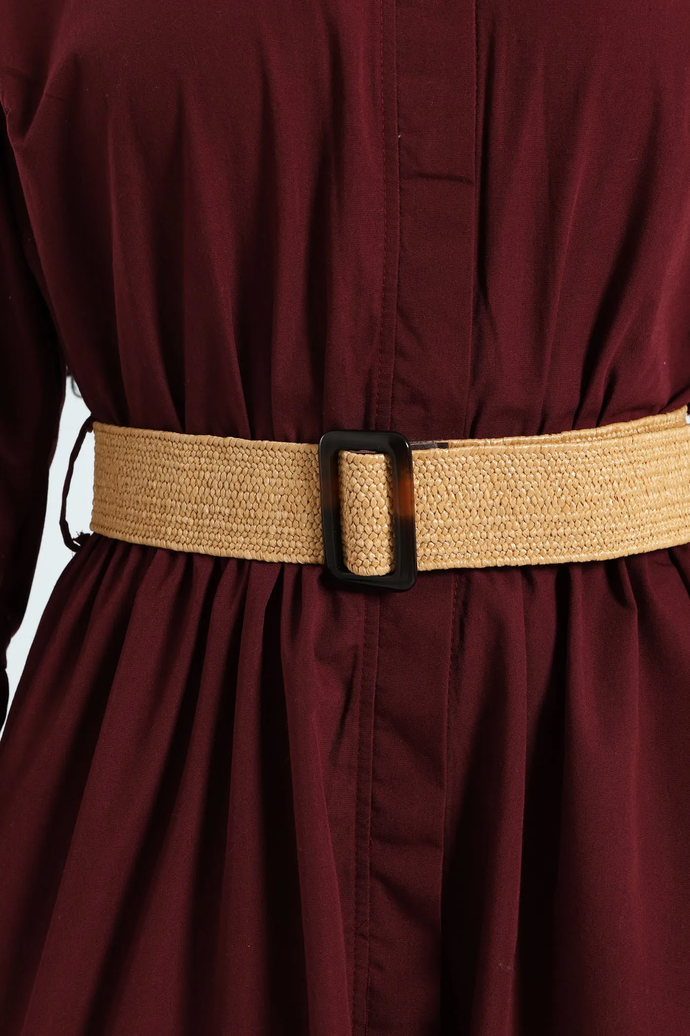 3/4 Sleeve Belted Midi Shirt Dress - Burgundy sold by Edgars product image thumbnail 4