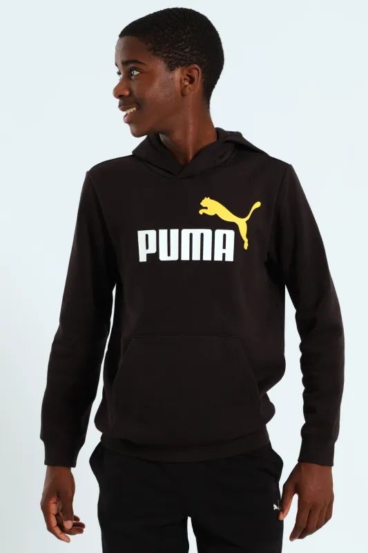 Boys Essential 2 Tone No.1 Logo Fleece Hoodie - Black/Yellow sold by Edgars