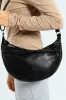Silver Zip Crescent Crossbody Bag - Black sold by Edgars