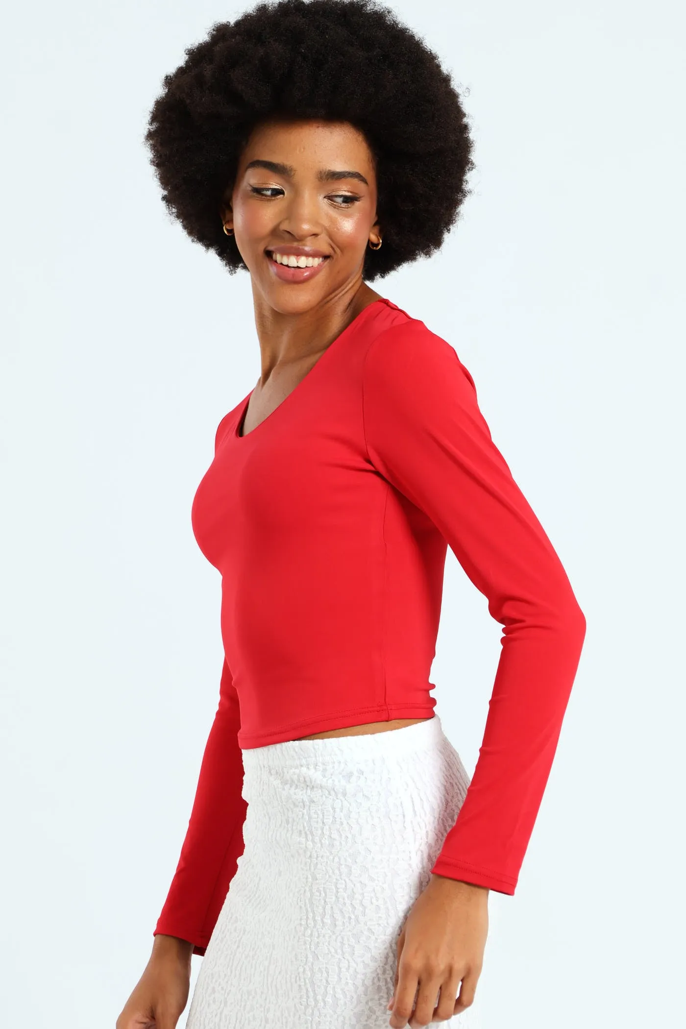 Skin Tight Long Sleeve Basic Crew Top - Red sold by Edgars product image thumbnail 2