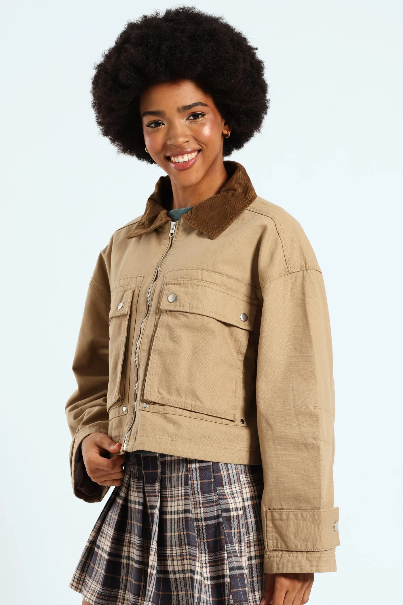Corduroy Collar Utility Jacket - Stone sold by Edgars product image thumbnail 5