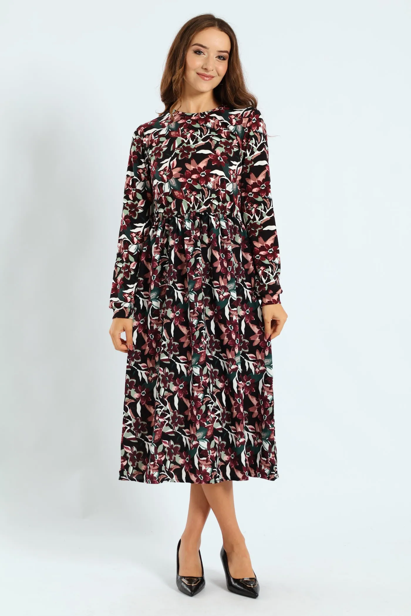 Long Sleeve Rib Combo Midi Dress sold by Edgars