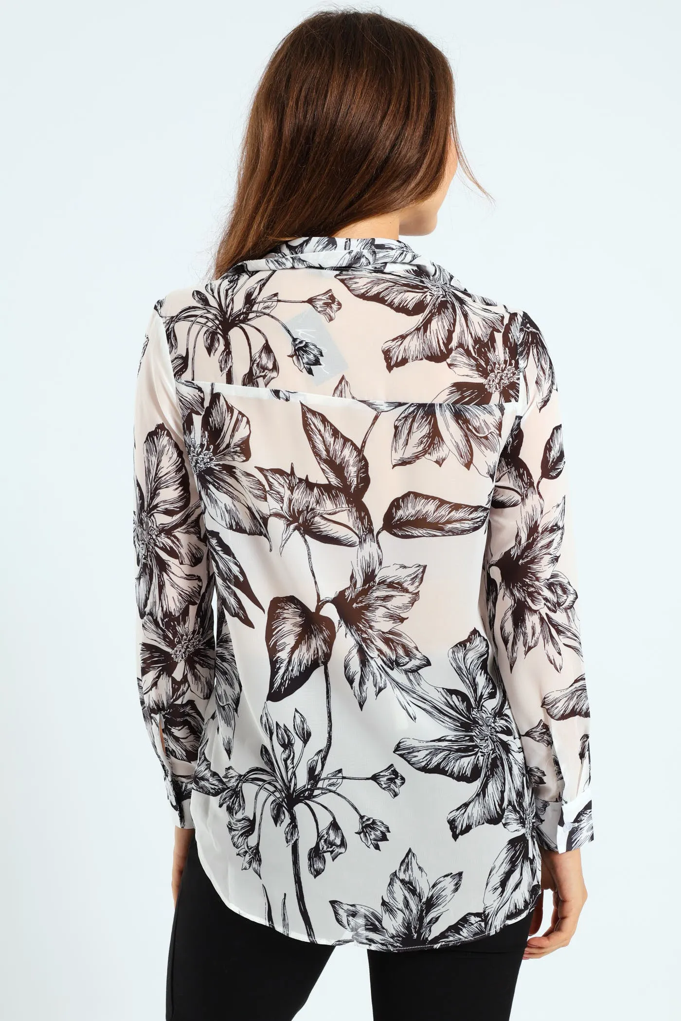 Monochrome Floral Chiffon Shirt - Cream/Black sold by Edgars product image thumbnail 4