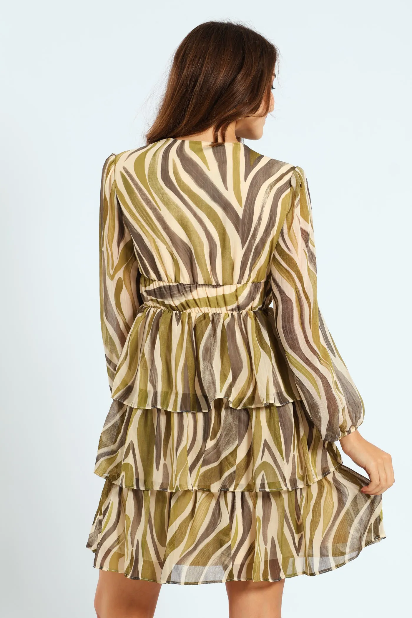 V-Neck Elasticated Waist Tiered Tea Dress - Green sold by Edgars product image thumbnail 5