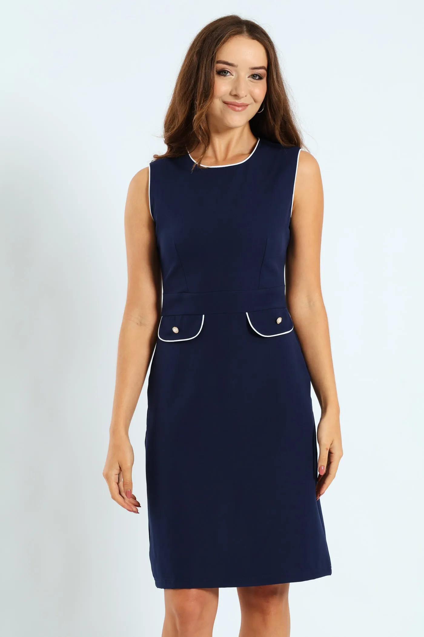 Contrast A-Line Dress - Navy/White sold by Edgars product image thumbnail 4