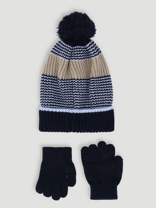 Pre-Boys 2 Pack Beanie And Glove Set - Navy sold by Edgars 