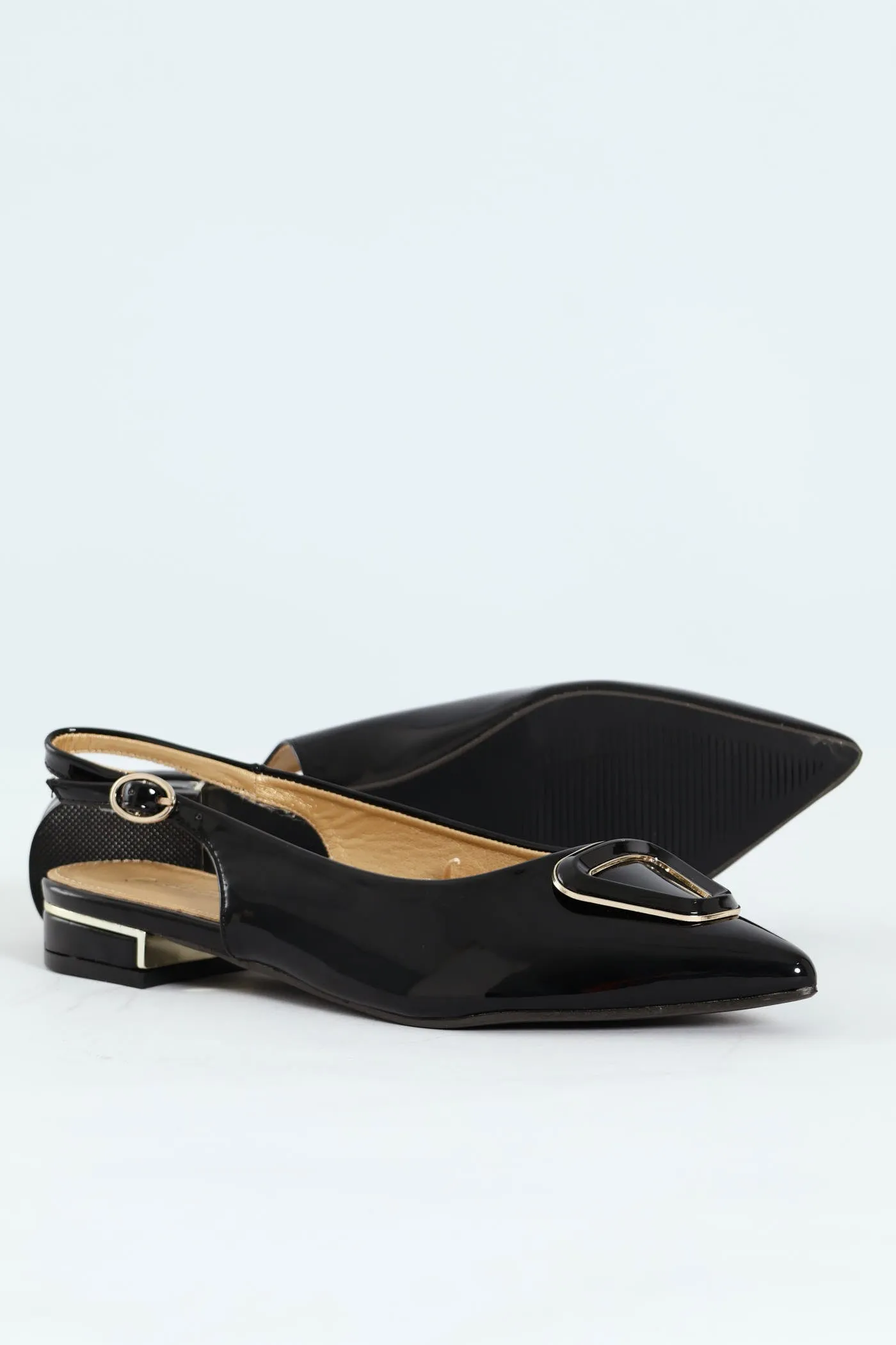 Patent Slingback Trim Low Block Mule Heel - Black sold by Edgars