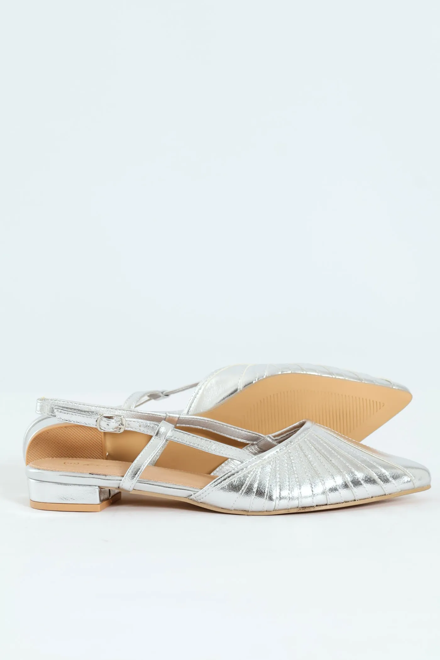 Pointy Webbed Mesh Slingback Heel - Silver sold by Edgars