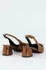 Block Heel With Diamante Trim - Bronze sold by Edgars