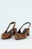 Block Heel With Diamante Trim - Bronze sold by Edgars