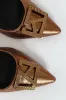 Block Heel With Diamante Trim - Bronze sold by Edgars