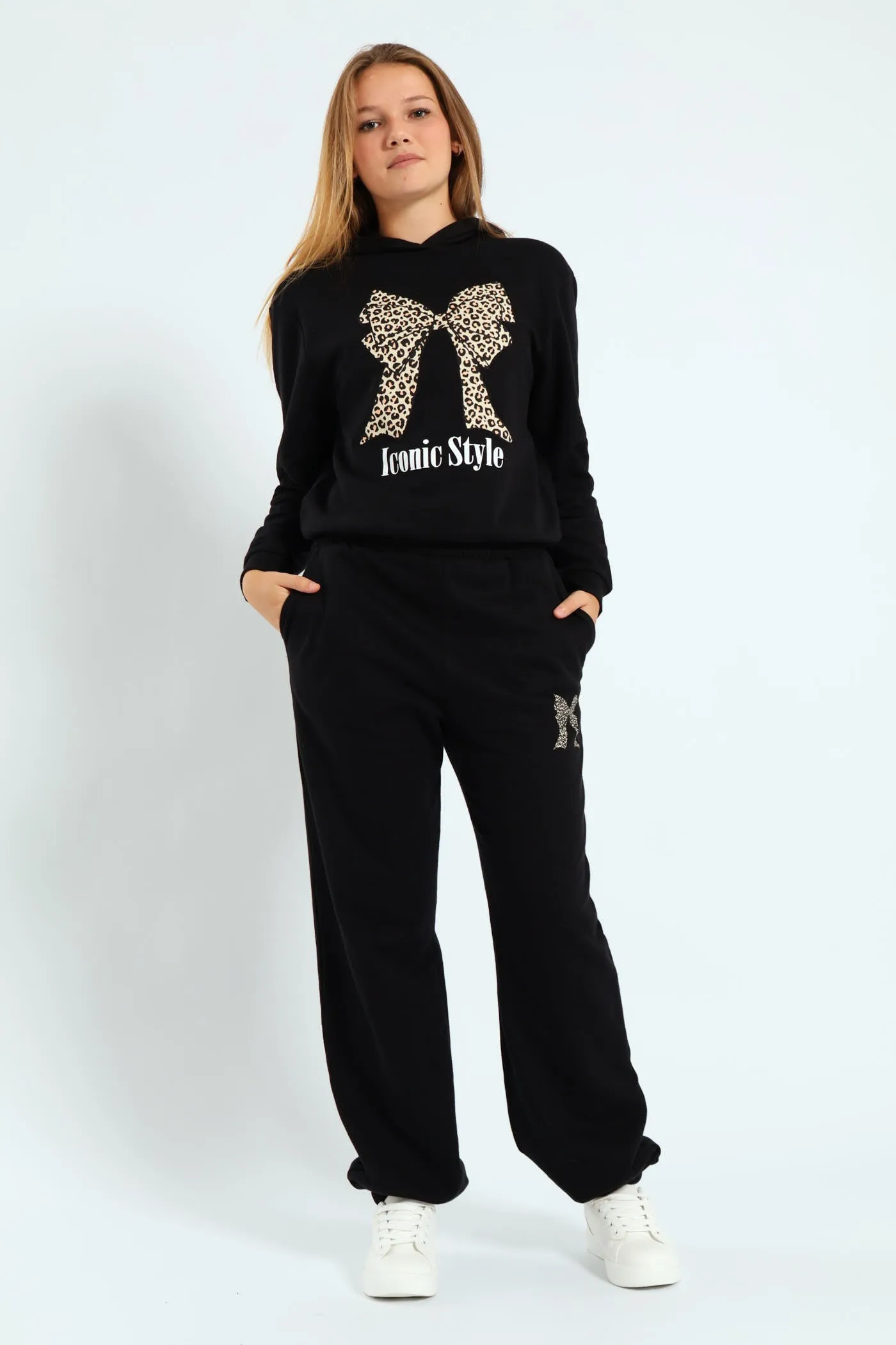 Girls Bow Iconic Fleece Jogger - Black sold by Edgars product image thumbnail 3