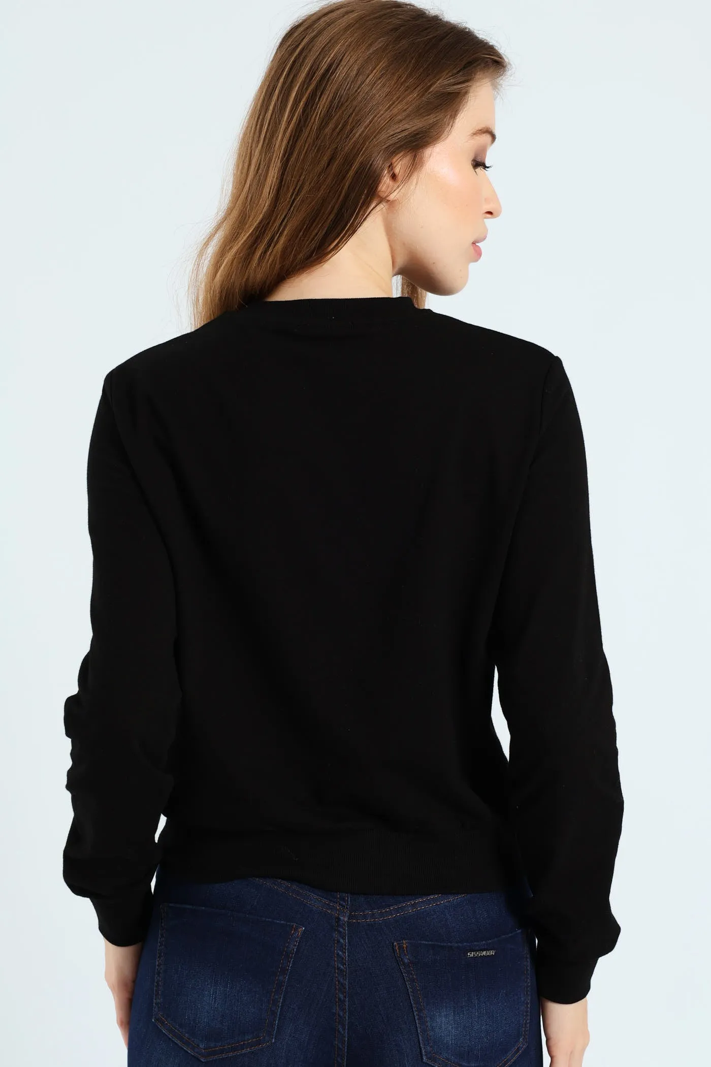 Satin Embroidered Applique Logo Sweat Top - Black sold by Edgars product image thumbnail 3