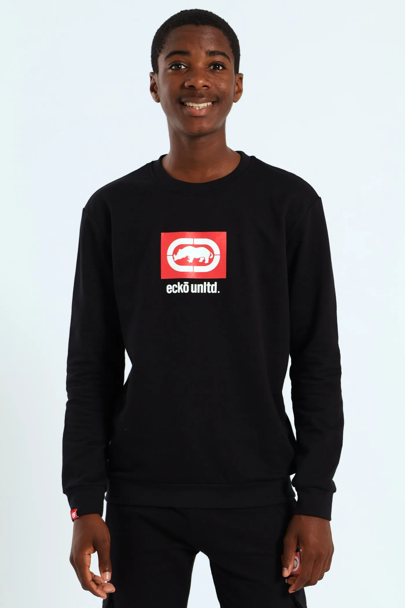 Boys Crew Fleece Top - Black/Red sold by Edgars