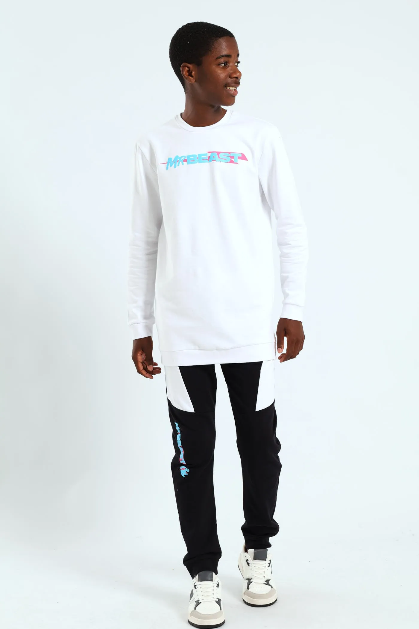 Boys Mr Beast Fleece Joggers - Black/White sold by Edgars product image thumbnail 2