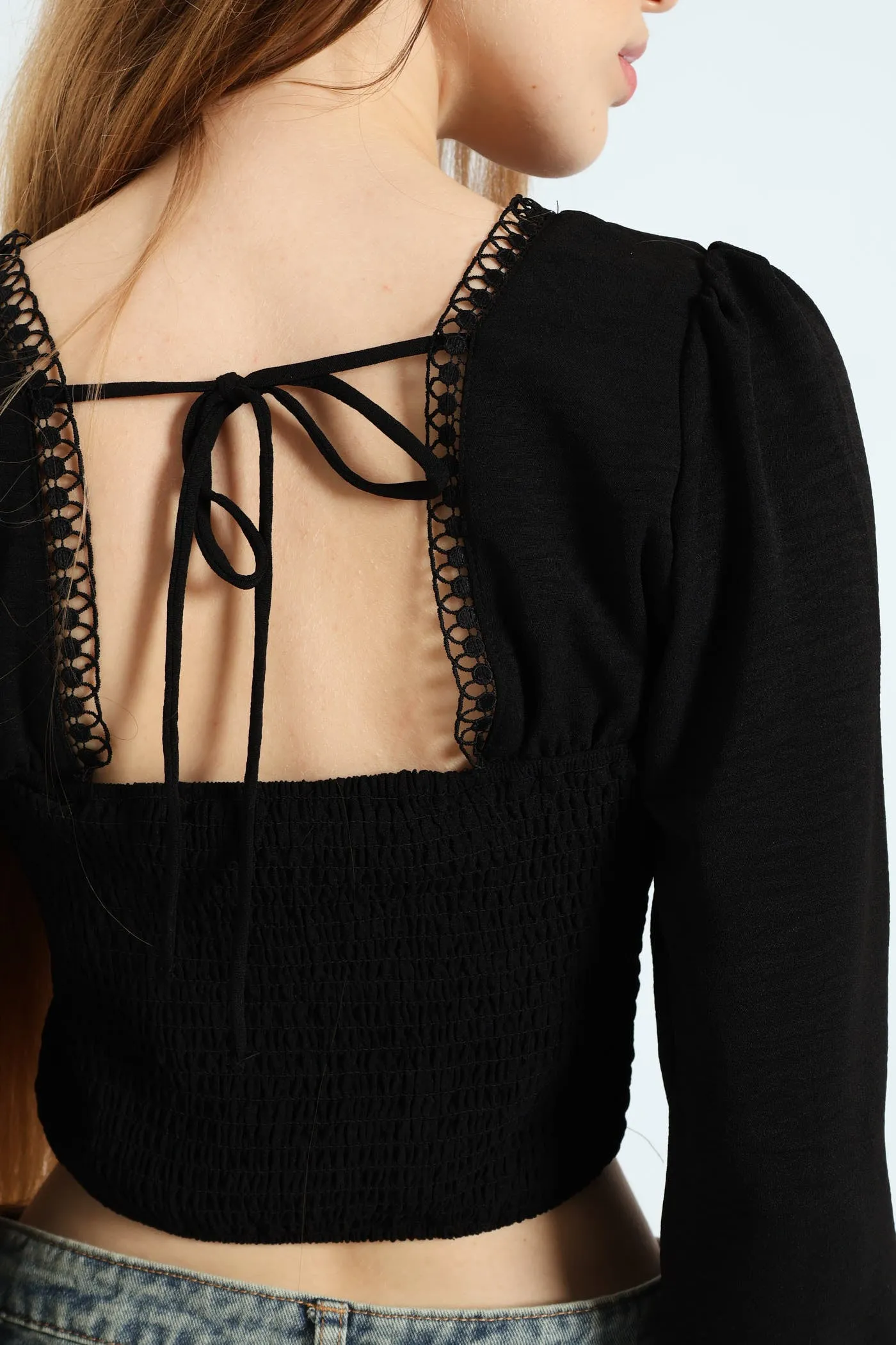 Cropped Long Sleeve Woven Blouse - Black sold by Edgars product image thumbnail 4