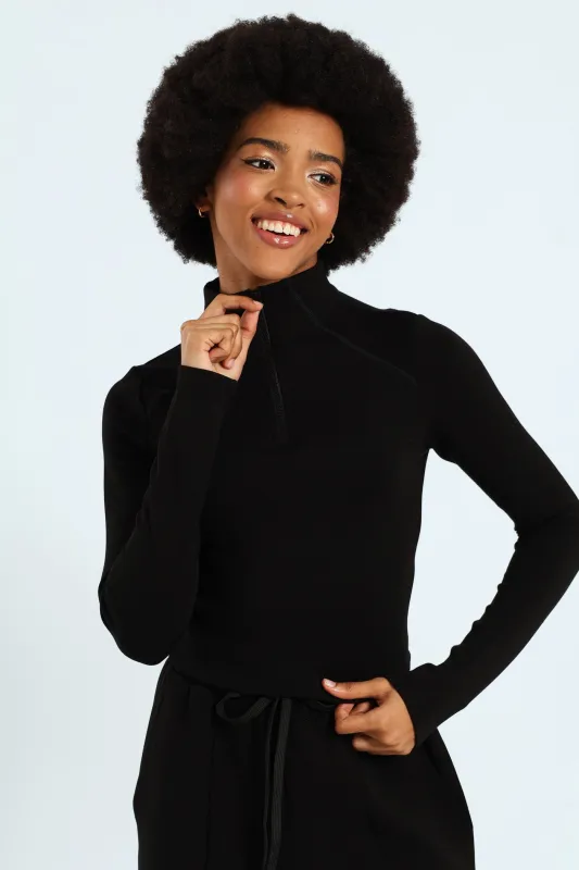 Soft Touch 1/4 Zip Top - Black sold by Edgars
